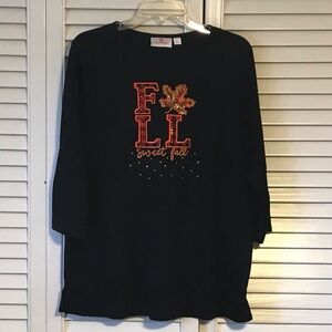 Quacker Factory Black Kids Long Sleeve Tee with Fall Design